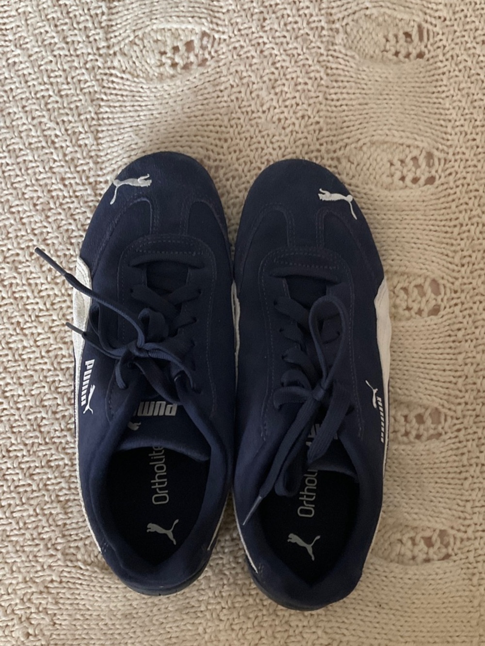 Puma Navy Suede Sneakers with White Accents